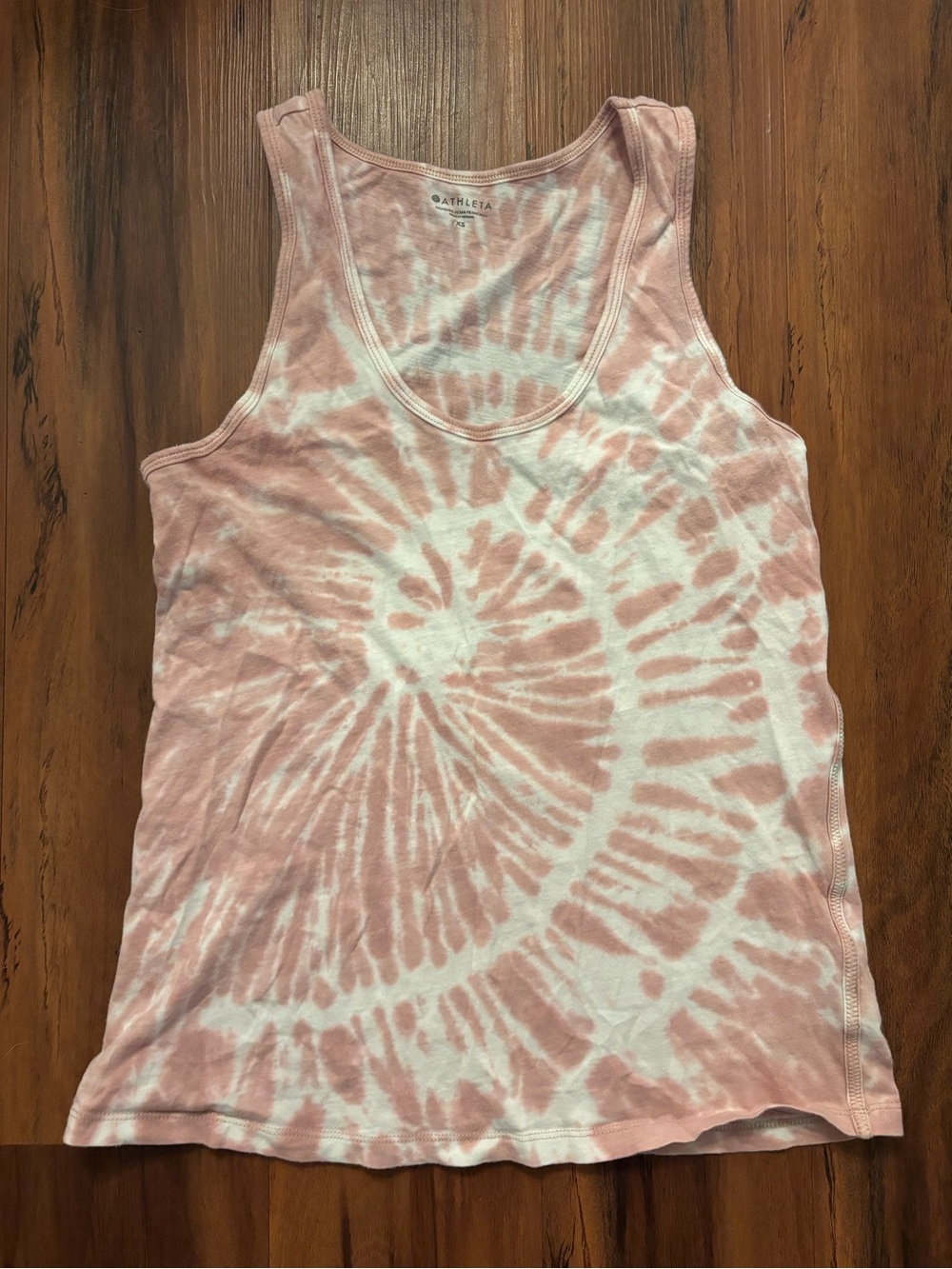 Athleta Pink and White Tie-Dye Scoop Neck Tank